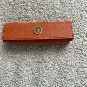 Tory Burch Orange Wallet Pebbled Leather Signature Style